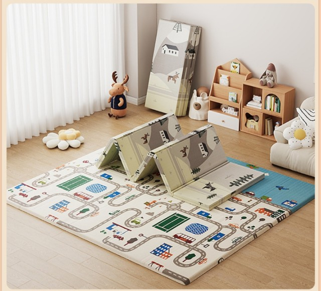 XPE Two Sided Reversible Foldable Cartoon Pattern Educational Alphabet Baby Play Crawl Mat